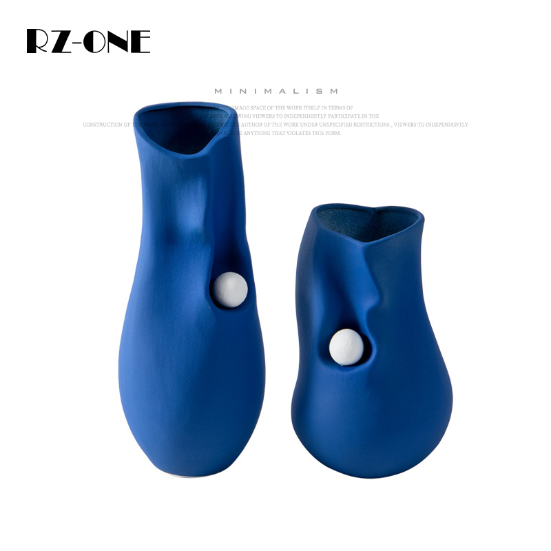 Rzone斯堪的纳维亚风格异形陶瓷花瓶创意插花软装饰样板间装饰饰