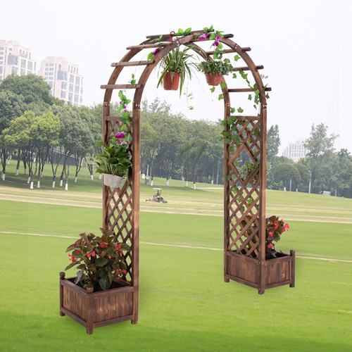 户外拱门花园装饰门葡萄架网格爬藤花架子栅栏门庭院碳Z化防腐实