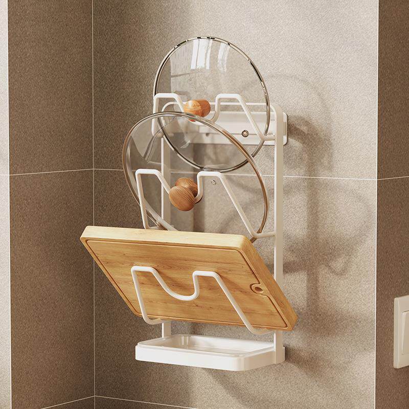 免打孔壁挂式置物架厨房锅盖架台面菜板砧板案板粘板架放置架子