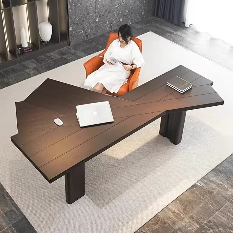 严选简约实木电脑桌工作室极简异形办公桌老板桌设计师书桌工作台