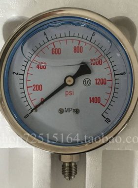 0-10Mpa全不锈钢耐震防腐压力表0-1400PSI径向G1/4螺纹YN100BF