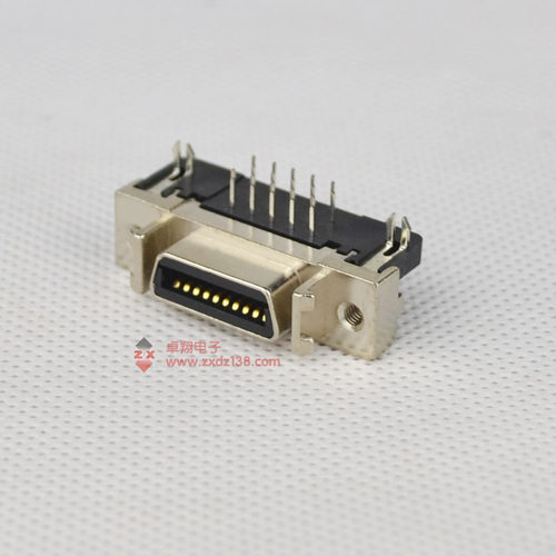 SCSI连接器HPCN插座D端子14P/20P/26P卧式弯头SCSI 槽式弯脚