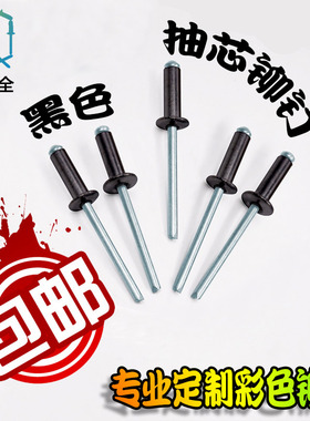 黑色抽芯铆钉 哑黑铝拉钉 彩色抽芯铆钉 铝制拉铆钉 大帽沿黑铆钉