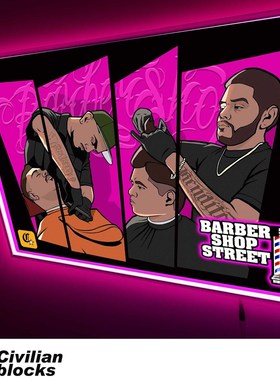 定制西海岸理发店eho体字gt奇卡诺哥特店铺发光装饰画