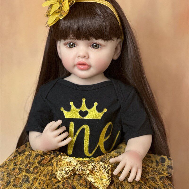 BZDOLL重生娃娃全胶55厘米可水洗长发女孩reborn baby doll跨境代