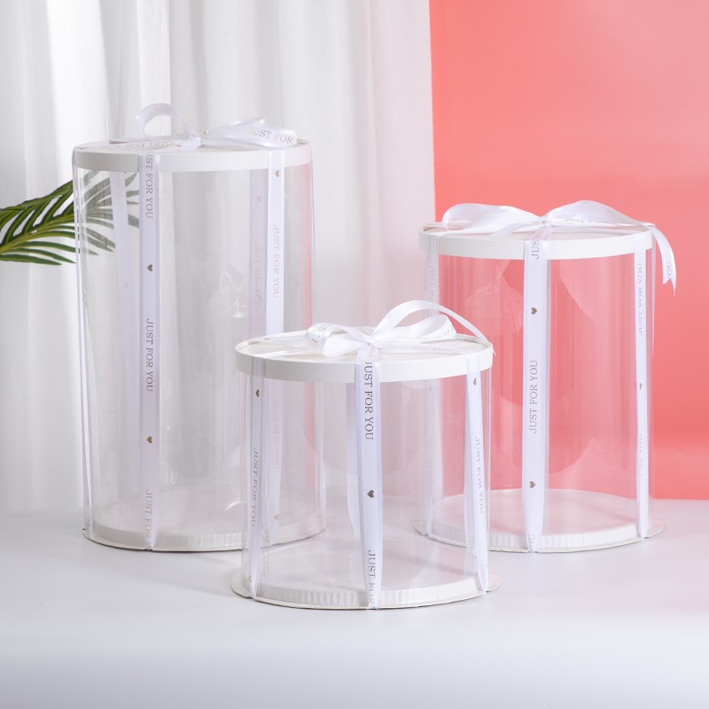 圆形蛋糕盒高六寸八寸十寸4/6/8/10/12寸6寸透明加情人节包装盒子