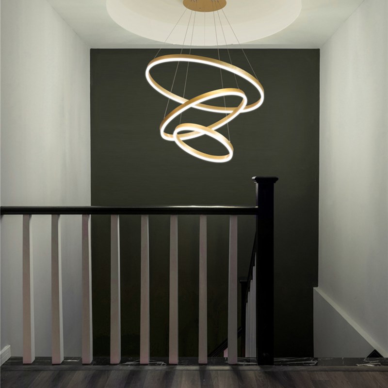 客厅灯现代简约轻奢复式楼梯吊灯中空大厅长吊灯艺术工程网红灯具