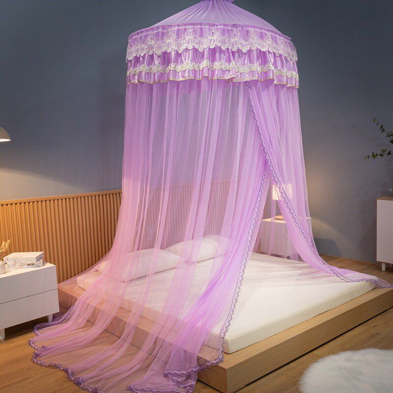 CB#新款吊顶刺绣花边蚊帐大纬度圆顶蚊帐1.35米直径