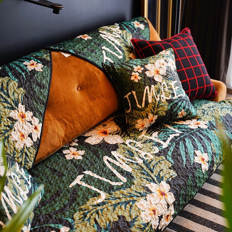 美式耐脏花卉布艺沙发垫四季通用防滑沙发巾加厚水洗沙发套罩新品