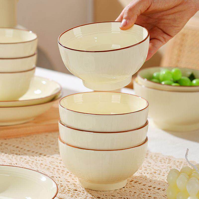 吃饭碗家用陶瓷新款4.5/5/6英寸米饭碗奶油风网红瓷饭碗简约餐具