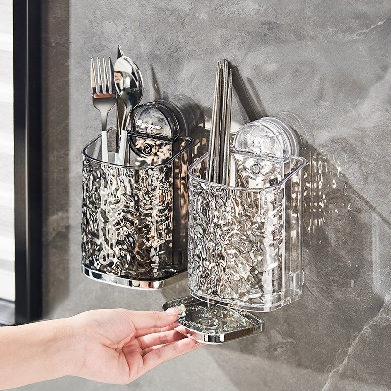 吸盘筷子筒厨房筷子收纳盒勺子收纳架壁K挂式沥水置物架筷筒筷笼