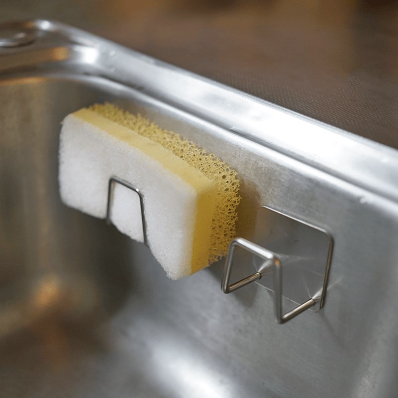 朴房 304不锈钢免打孔海绵钢丝球沥水H架厨房挂钩霜山砧板挂架置