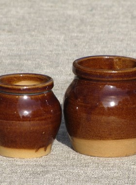 土陶罐家用商家调味瓶 桌面收纳缸笔筒 民间财罐复古中Y式手工陶