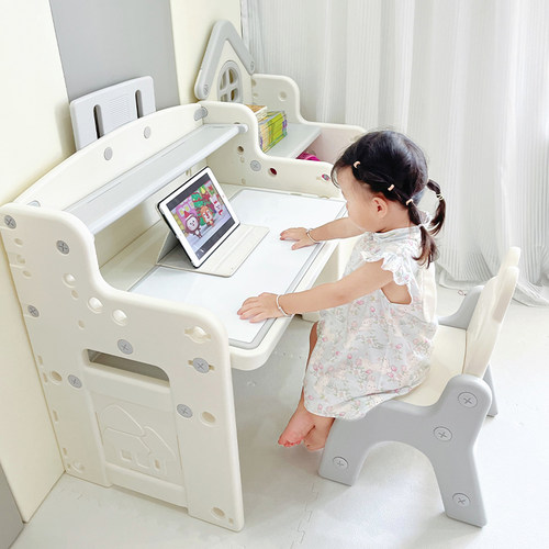 美熊儿童多功能学习桌阅读书桌家用可升降桌子写字绘画玩具桌椅