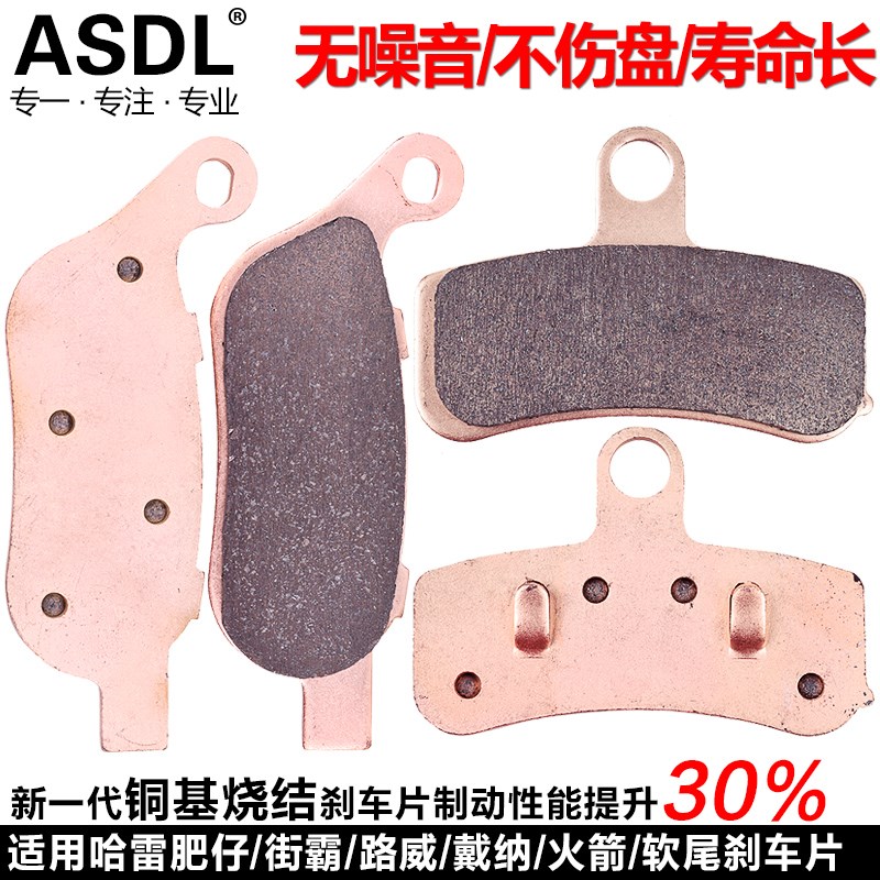 适配哈雷肥仔街霸突破者路威戴纳滑翔软尾摩托车前后刹车片碟刹皮
