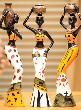 创意家居装饰摆件非洲人物装饰品新房客厅装饰摆件书房人物工艺品