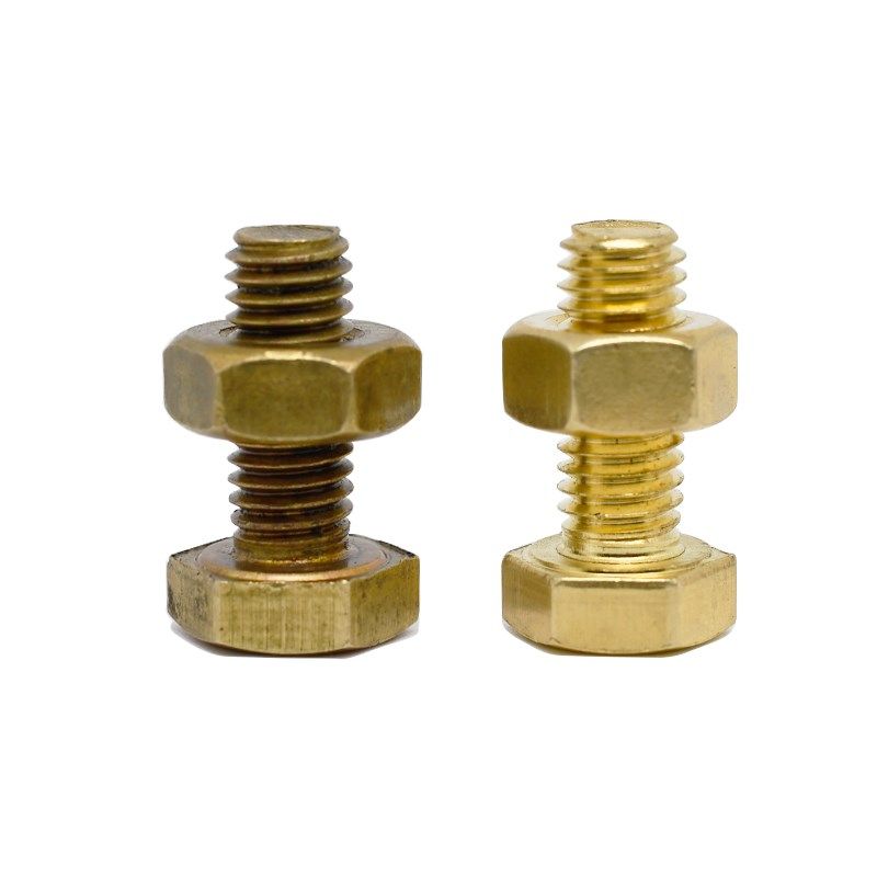 黄铜外六角螺丝螺母M4M5M6M8M10M12M14M16铜六角螺栓螺母配套