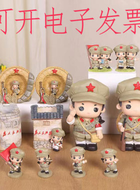 红军情侣娃娃革命爱情小兵公仔树脂结婚庆房间装饰品桌面装饰摆件