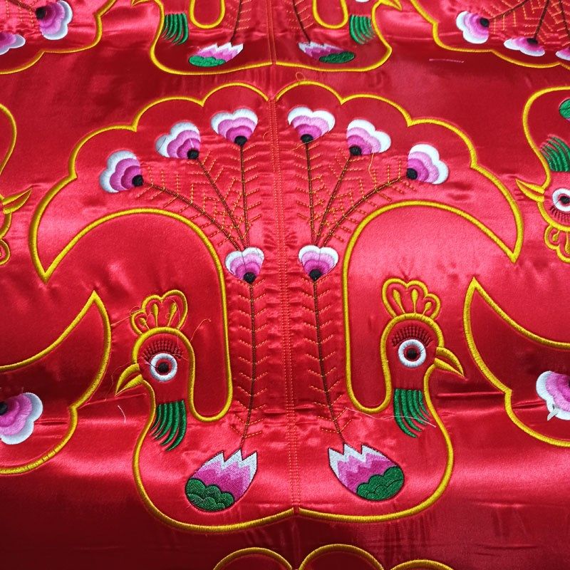 40厘米大号6片手工diy绣花大红孔雀灯绣片半成品刺绣孔雀制作材料