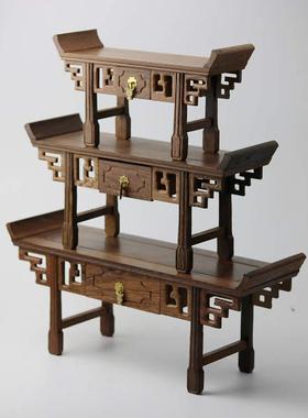 红木雕刻工艺品实木奇石盆景佛像底座鸡翅木长方形雕花底座小条案