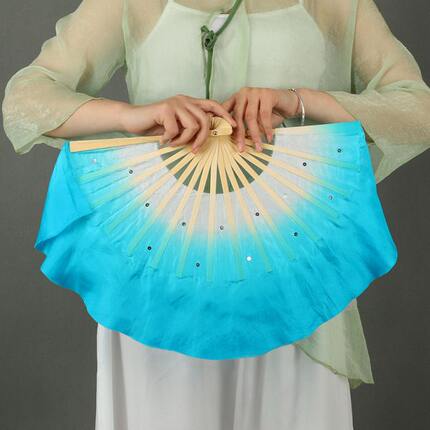 7寸儿童扇真丝扇山西小花戏红扇云南花灯胶州扇子六一儿童节道具