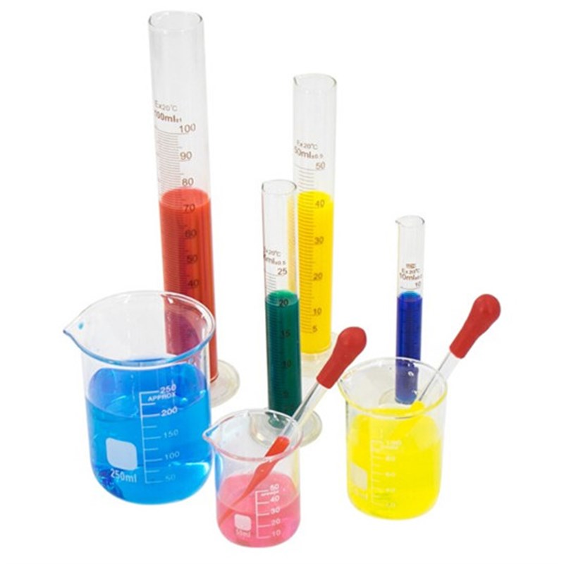10 25 50 100o 毫升玻璃烧杯量筒套装3个烧杯+4个量筒+2个胶头滴