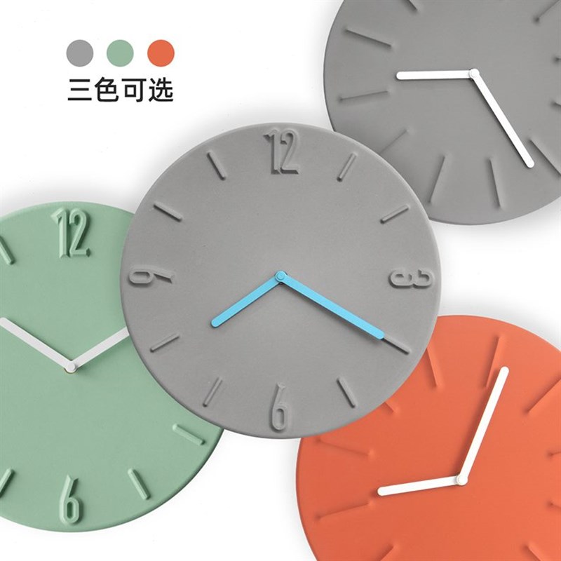 创意秒卧室时尚静音水o泥扫大气挂表家用现代客厅北欧简约圆形钟