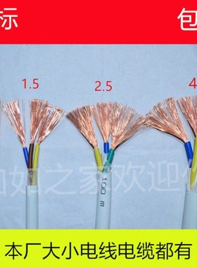 3芯RVV2*0.5/0.75/1/1.5/2.5/4平方两芯4芯护套线铜芯电源线 国标