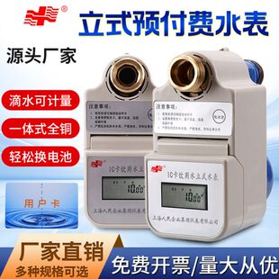 上海人民立式智能水表上进下出插卡竖版安装刷卡预付费直饮冷水表