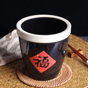 特色大号福字缸土陶小水缸储物收纳米桶创意陶瓷家用老式盛米缸