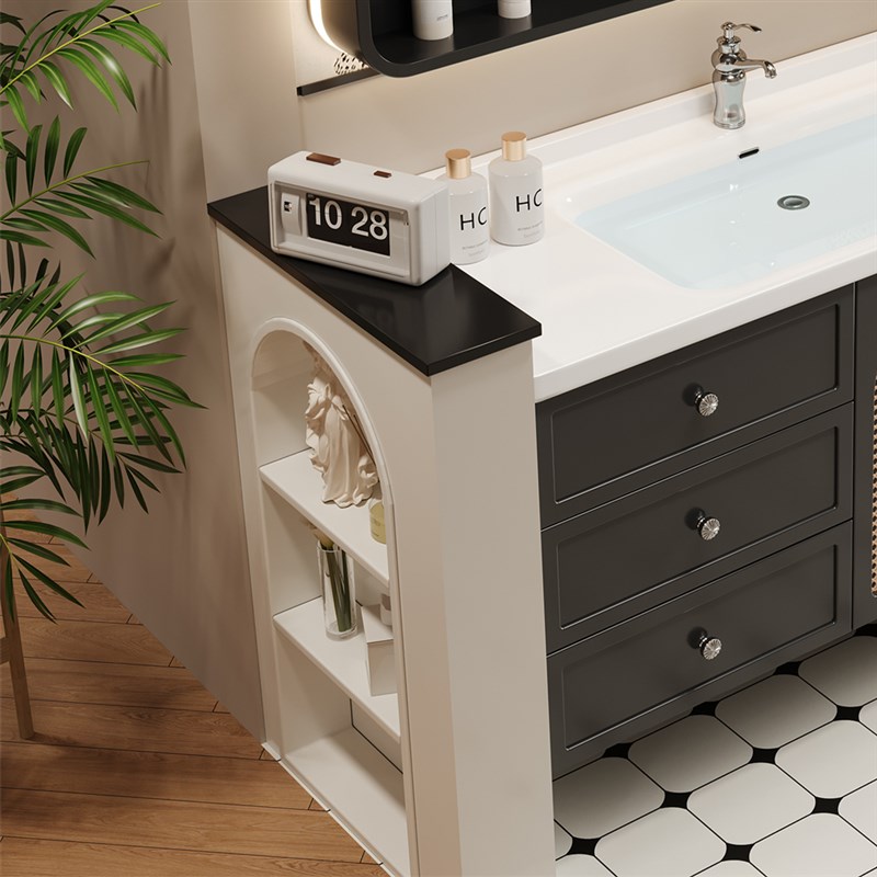 法式卫生间半墙柜隔断柜浴柜侧柜边柜干湿K分离防水柜洗手台侧边