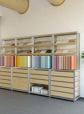 铝挤型材料桦木落地多层展示柜产品样品展示柜储物收纳层架货架展