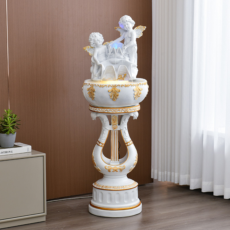 流水摆件循c环水客厅加湿器家用创意鱼缸落地电视柜旁边欧式装饰