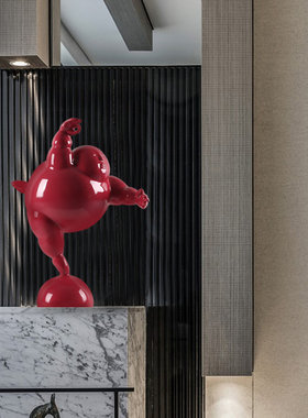 创意抽象玻璃钢招财小胖子人物雕塑酒店售楼处样板间桌面装饰摆件