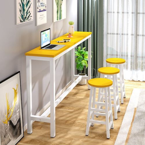 商用窄桌子家用长条桌奶茶店桌椅组合高脚吧台椅子简易靠墙吧台桌