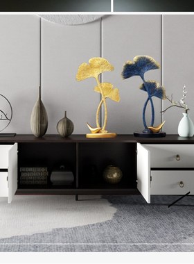 简约现代创意银杏叶家居艺术装饰品客厅结婚招财新房电视酒柜摆件