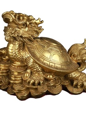 寅亥堂纯黄铜八卦龙龟摆件龙头龟身家居玄关阳台公司收银台前台放