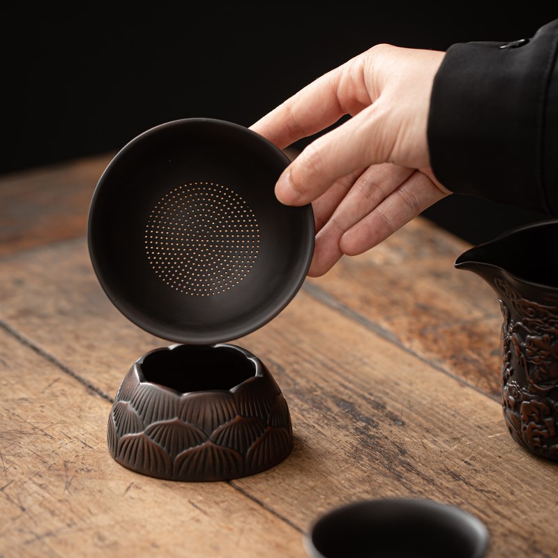 紫陶茶漏茶滤细密新型茶叶过滤网茶水分离茶N隔轻奢茶道滤茶器配