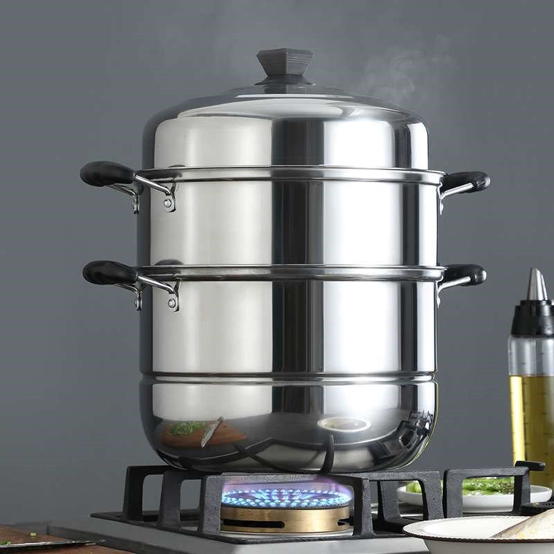 烝笼烝锅锑锅闷罐多层大号蒸锅加厚双层特家用不锈钢2层馒头蒸鱼