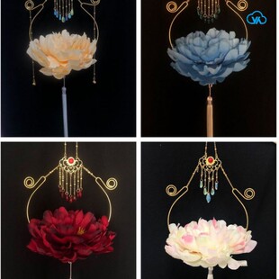 新款 流苏古风汉服牡丹芙蓉手提灯笼花灯宫灯新节日拍照道具中国风