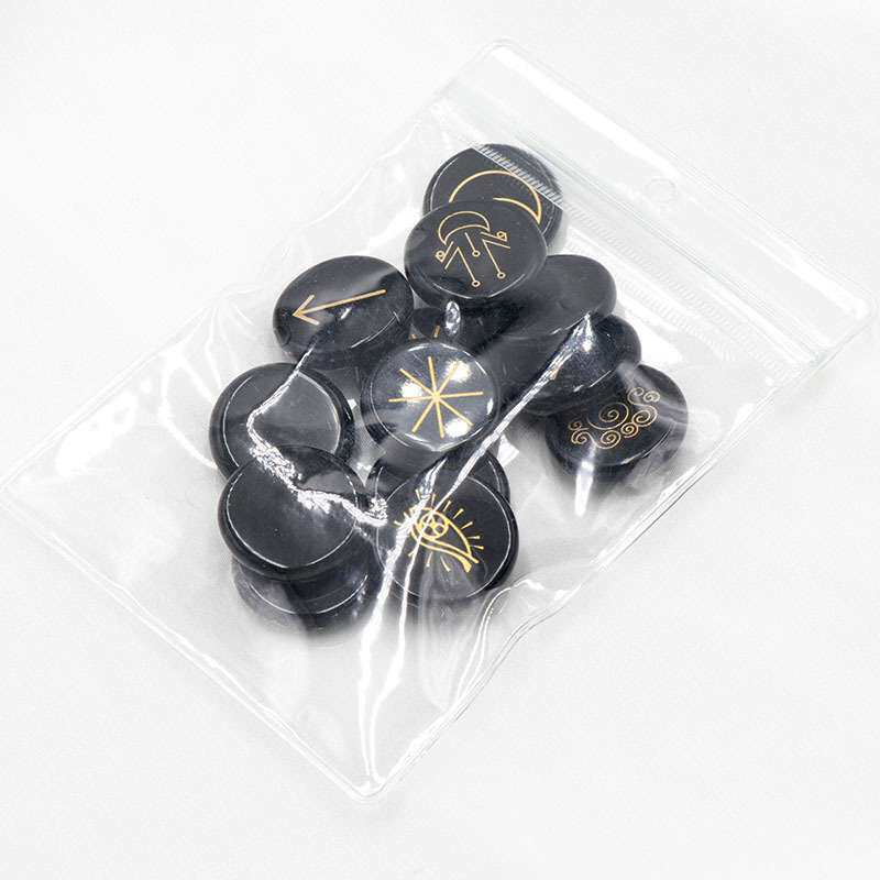 天然石水晶女巫符文 玛瑙半宝石雕刻runes如尼卢恩符文亚马逊热销