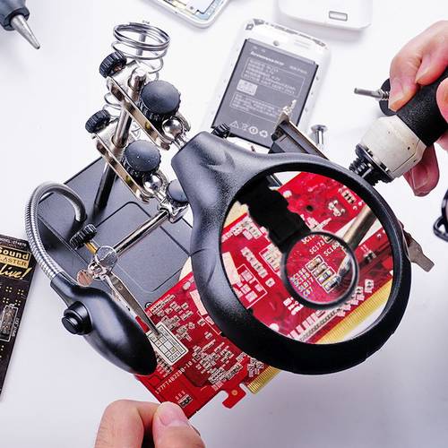 放大镜手机维修专用焊接电路板尾插10倍高清带灯修理工具台放大器