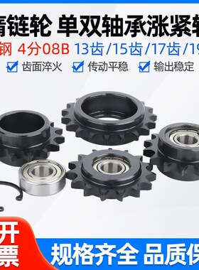 4分惰链轮两边凸台单双轴承卡簧 涨紧轮08B 13齿/15/17/19