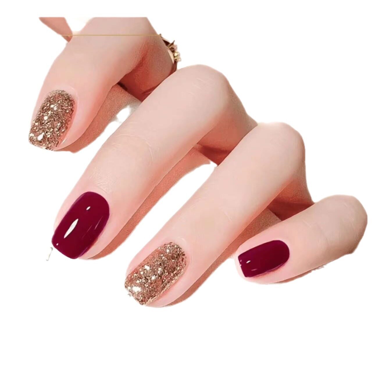 车厘子香槟金手指甲脚指甲显白爆闪红色免烤持久不掉美甲油WK2