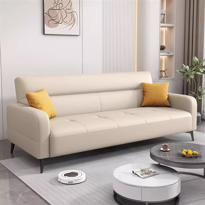 简约现代猫爪皮沙发小户型客厅布艺沙发床可折叠两用多功能出租房