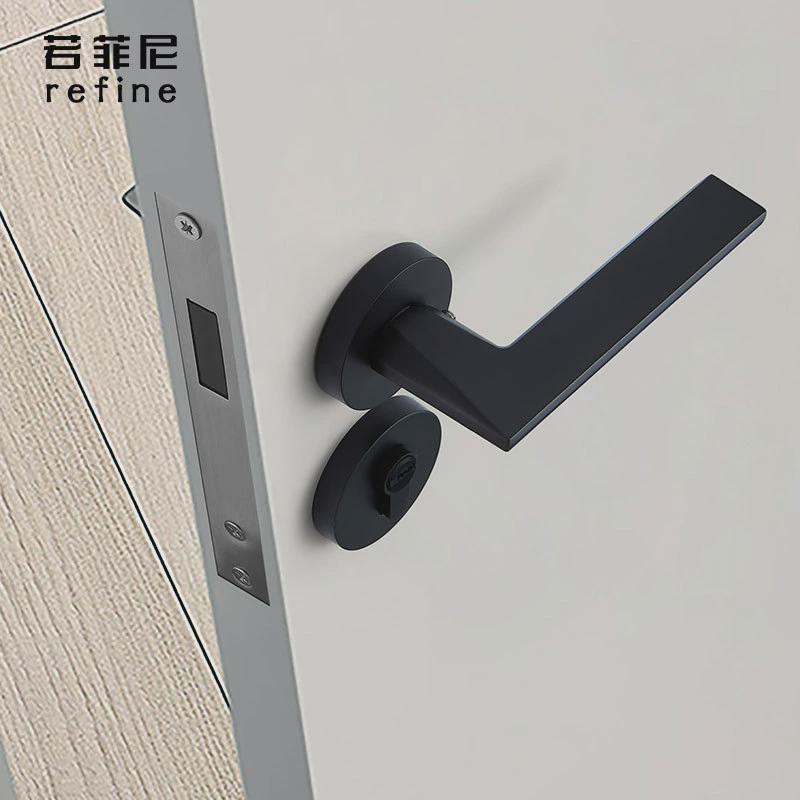 黑色门锁磁吸静音卧室房门锁室内分体锁卫生间实木门把手执手锁具