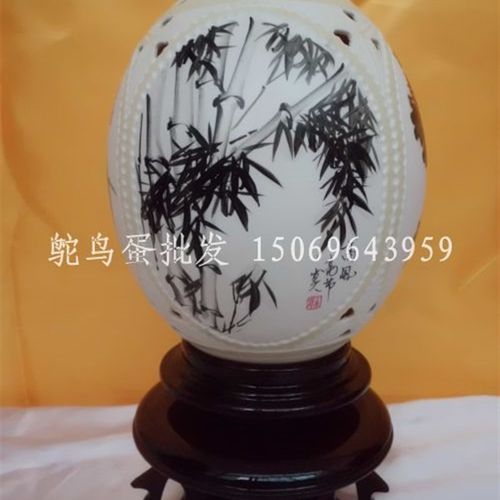 鸵鸟蛋雕刻工艺品 梅兰竹菊四面彩绘 送礼