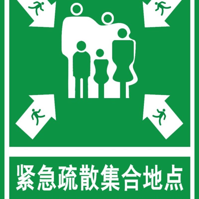 紧急疏散集合点安全标识牌验厂警告安全警示标志牌安全标示牌标贴