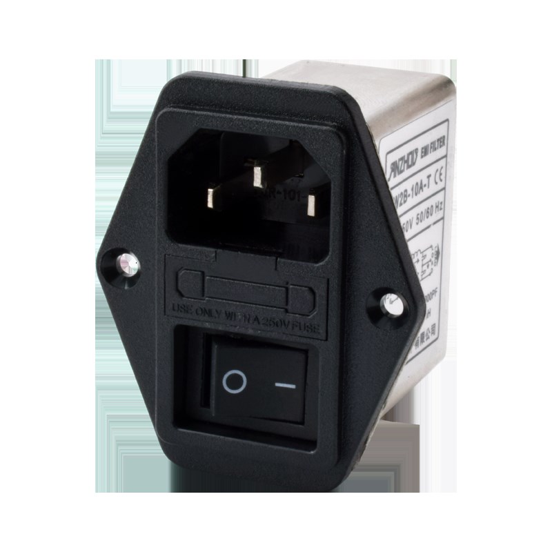 ANZHOU安州CW2B-10A-T IEC插座带开关EMI滤波器10A交流电源净化器