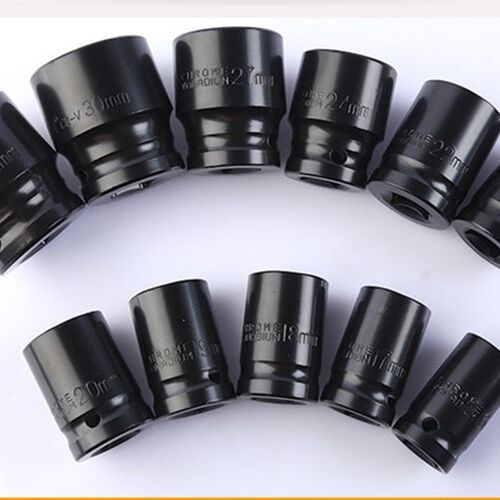黑色短套筒头子大飞1/2电动扳手气动六角套筒小风炮套筒8mm-32mm